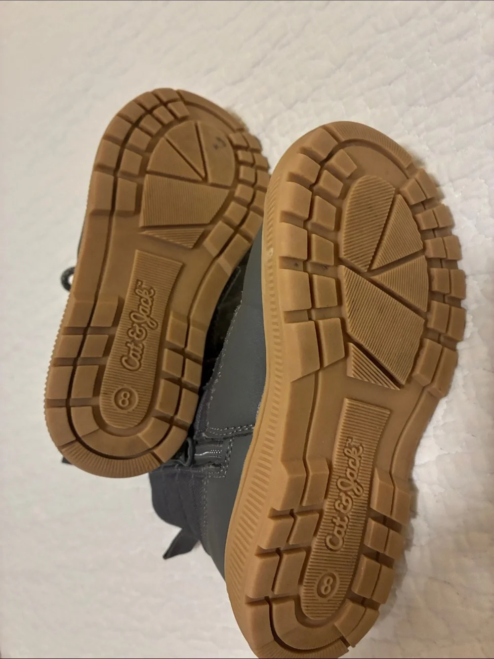 Cat & Jack Gray and Gum Toddler Waterproof Lace-Up Boots Size 8